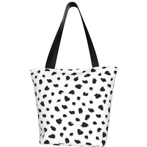 BeNtli Schoudertas, canvas draagtas grote tas vrouwen casual handtas herbruikbare boodschappentassen, schilderachtige Dalmatische dierenprint, zoals afgebeeld, Eén maat