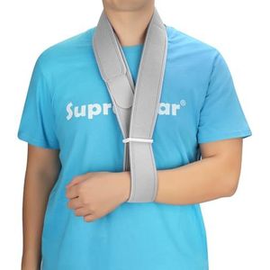 supregear Arm Sling, Verstelbare Kraag Manchet Immobilizer, Lichtgewicht Hals- en Schouderondersteuning, Ademende Medische Brace voor Mannen en Vrouwen, One Size Fits All, Grijs