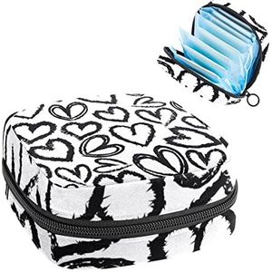 Maandverband Opbergtas,Draagbaar maandverband Opbergzak,Harten naadloos patroon, Meerkleurig, 4.7x6.6x6.6 in/12x17x17 cm