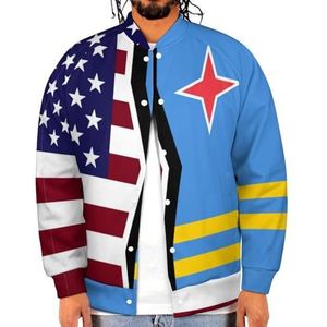 Amerikaanse En Aruba Vlag Grappige Mannen Baseball Jacket Gedrukt Jas Zachte Sweatshirt Voor Lente Herfst