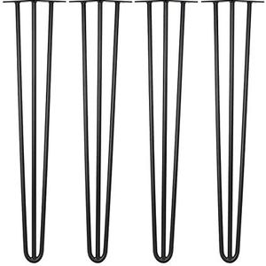 4 x haarspeld tafelpoten, verwisselbare tafel- en kastpoten voor doe-het-zelvers, moderne stijl, verkrijgbaar in een hoogte van 41 cm - 71 cm - vrije vloerbeschermers en schroeven (71 cm)