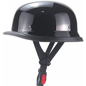 Motorhelm, Motorfiets Scooterbout Halve Helm ECE-Certificering Retro Motorfiets Jethelmen Comfortabel En Ademend Retro Duitse Helm Past Op Fietsen, Cruisers-Helmen A,L =(59-60CM)