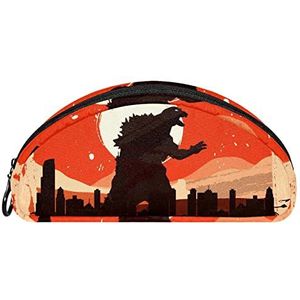 Etui Halve cirkel Briefpapier Pen Bag Pouch Holder Case Oranje Monster, Multi kleuren, 19.5x4x8.8cm/7.7x1.6x3.5in, Make-up zakje