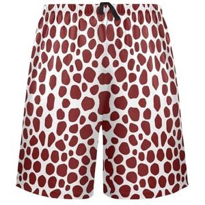 LI ZHI XIN Herenpyjamabroek, korte pyjamabroek, zomer casual shorts, elastische tailleband met trekkoord, rechte losse pasvorm met 2 zakken, S-XXL dierenluipaardprint rood, Meerkleurig, XL