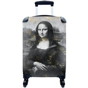 MuchoWow® Koffer - Mona Lisa - Leonardo da Vinci - Zwart - Wit - Past binnen 55x40x20 cm en 55x35x25 cm - Handbagage - Trolley - Fotokoffer - Cabin Size - Print