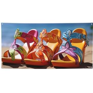 Kleurrijke sandalen schoenen afdrukken vakantie banner opknoping herbruikbare banners verjaardag banner welkom banner voor kantoor kerstfeest boerderij decor benodigdheden, medium