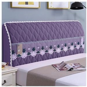 VONCYKI Verdikte hoofdeindehoezen eenvoudige slaapkamer effen kleur hoofdeindehoes modern houten bed leer en dekbedovertrek doek (Lace paars, 210 cm x hoogte 65 cm)