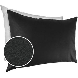 Kussensloop Kunstleer Sierkussen Sofakussen Lederen Kussenslopen Kussen KUMO Zwart 30x50cm met vulling