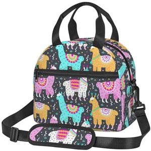 WANGHAHA Indian Alpaca Print Lunch Bag Herbruikbare Geïsoleerde Volwassen Tote Lunch Tas Voor Vrouwen/Mannen Werk Picknick Strand Reizen
