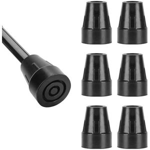 YF Stokpunten, 19 mm reserve rubberen punt voor stok & kruk in 19 mm tips, duurzaam antislip rubberen reservevoetkussen voor wandelstokken, statiefstokken, Quad Cane, rugpunten, 6 stuks