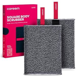 CAVEEM Exfoliërende lichaamsscrubber, ruwe exfoliërende spons voor het verwijderen van dode huidcellen, exfoliërende sponzen voor het lichaam, vierkante spons voor mannen voor de douche (2-pack)