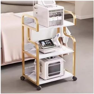 Schoonheidsspecialiste Trolley Kar met Wielen, Salon Spa Schoonheidsmachine Trolley Stand, 3 Tier Beauty Rolling Cart Schoonheidsspecialiste Machine Mobiele Kar voor Salo(Goud, één maat)