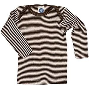 Cosilana, Babyonderhemd met lange mouwen, 70% wol, 30% zijde, Bruin Geringeld, 62/68 cm