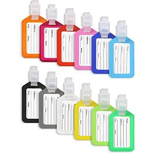 Vicloon Bagage Tags, 12 Stuks Reiskoffer Tas Bagagelabel, Plastic bagage Identifier, Koffer ID Tags, Handtas Tag Label, Travel ID Bag Tag, Bagage Koffers Tag