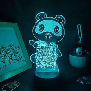 KJsdaADSA 3D Illusie Lamp LED Nachtlampje Animal Crossing Game Figuur Tom Nook RGB Verjaardag Creatieve Geschenken voor Vrienden Slaapkamer Tafellamp 7 Kleuren