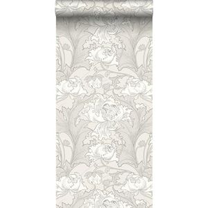 behang bloemen beige en wit 53 cm x 10.05 m - van Sanders & Sanders