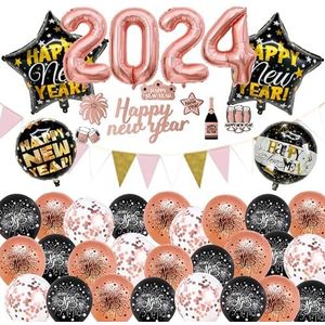 Roségouden latex ballonnen 2024 oudejaarsavond decoraties feestaccessoires Gelukkig Nieuwjaar Decoraties
