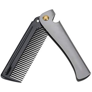 Haarkam, antistatische baardkam voor mannen, baardgebruik voor thuisgebruik voor baardverzorging (zwart acetaat + roestvrijstalen coating)