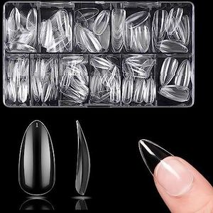 Kunstnagels - Amandel Nageltips - Transparant - 500 Stuks - Volledige Dekking - 10 Maten