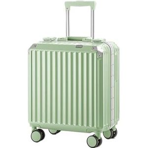 Koffer 18“Aluminium magnesiumlegering bagage heren/dames reiskoffer met telescopische trekstangspinner (Color : Nero)