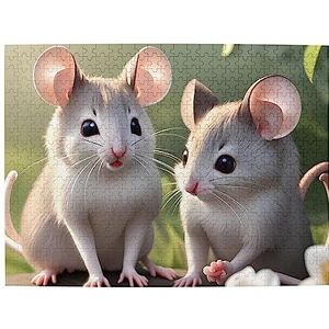 Mouse In Love houten legpuzzel 500 stuks voor kinderen volwassen puzzel 20,4 inch x 15 inch (ca. 52 cm x 38 cm)