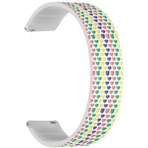 Solo Loop band compatibel met Garmin Vivoactive 5, Vivoactive 3/3 Music, Approach S12/S40/S42 (kleurrijk hartjesontwerp) Quick-Release 20 mm rekbare siliconen band band accessoire, Siliconen, Geen