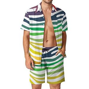 Zebra Kleurendruk Mannen Hawaiiaanse Bijpassende Set 2 Stuk Outfits Button Down Shirts En Shorts Voor Strand Vakantie