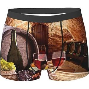 ZJYAGZX Rode Wijnkelder Print Heren Zachte Boxer Slips Shorts Viscose Trunk Pack Vochtafvoerende Heren Ondergoed, Zwart, S