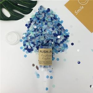 Feestdecoraties 1 stuk ronde push-up confetti poppers voor bruiloft verjaardag vrijgezellenfeest feest confetti decoraties (kleur: 08 blauwe mix)