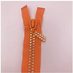 Ritsen 2-10pcs 24 inch, 60cm Dual-Strand Tsjechische kristallen ritsen Ab Crystal Rhinestone Separating Zippers Basisjurk Colthes Naaien Ambachten Rits(Color:Orange,Size:5pcs)