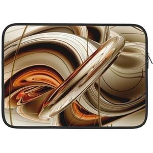Oranje Witte Lijnen Gedrukt Laptop Sleeve Bag Duurzaam Laptop Case Computer Draagtas Beschermhoes 15 Inch