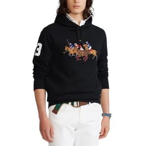 Polo RALPH LAUREN Triple Pony Fleece Hoodie voor heren, Zwart, M