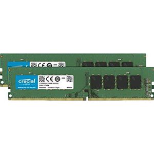 Crucial CT2K8G4DFD824A Geheugen Kit, 16 GB, (8 GB x 2), DDR4, 2400 Mt/s, PC4-19200, Dual Rank x 8, DIMM, 288-Pin, Grijs