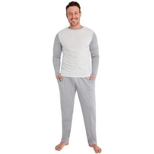 CityComfort Lange pyjamaset voor heren, volwassenen, tieners, zachte 2-delige loungewear, nachtkleding, gezellige pyjama's - geschenken voor hem, Grijs/cr�me, XXL
