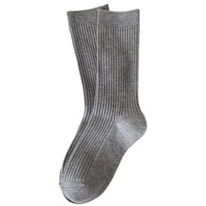 YIJIANUO Retro Vrouwen Sokken Japanse Stijl Herfst Nieuwe Effen Kleur Warm Thuis Eenvoudige Crew Sokken Meisjes Ademend Casual Gestreepte Losse Sokken, Grijs, One size
