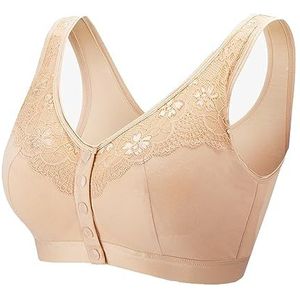 Dames Voorsluiting Mastectomie Dagelijkse Beha's Katoenen Tank Draadvrij Post Operatieve Beha Ondergoed Voor Borstprothese (Color : Beige, Size : 100/44ABC)