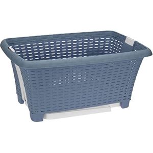 Kunststof wasmand op poten blauw 38 liter 60 x 40 cm - Wasmand met uitklapbare poten