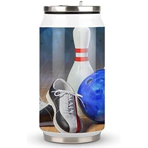 Bowling Schoen Print Travel Mok met Deksel Coke Cup Geïsoleerde Tumbler Water Fles Thee Cup Voor Vrouwen Mannen