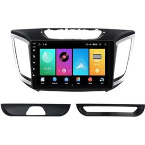 Dubbele DIN Android 14 autoradio voor Hyundai Creta IX25 2015-2019 9 Duim QLED Touch screen-met Draadloze Carplay Android Auto GPS navigatie 4G WiFi Stuurwielbediening achteruitrijcamera(P3 WIFI 4-Cor