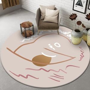 TSMBIKE Moderne grote ronde vloerkleden voor de woonkamer, anti-slip zachte cirkel abstract wasbaar tapijt voor slaapkamer kinderkamer, 200cm, 120cm (Color : F, Size : 100CM)