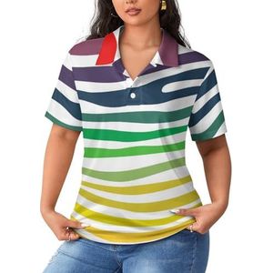 Zebra Kleur Print Vrouwen Sport Shirt Korte Mouw Tee Golf Shirts Tops Met Knoppen Workout Blouses