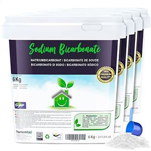 Nortembio Natriumbicarbonaat 4 x 6 kg 100% Natuurlijk voor Multifunctionele Reiniging. Zonder Aluminium. Verwijdert Geuren en Vuil. Keuken, Badkamer, Textiel. E-Book Inclusief