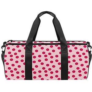 Fruit Patroon Reizen Duffle Bag Sport Bagage met Rugzak Tote Gym Tas voor Mannen en Vrouwen, Roze Polka Dot Roze Achtergrond, 45 x 23 x 23 cm / 17.7 x 9 x 9 inch