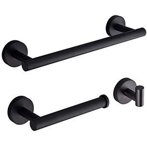 MAAFANG Roestvrijstalen badkamerhaken Handdoekrail Bar Rack Bar Plank Papieren zakdoekje Houder Hardware Set Badkameraccessoires Zwart Rob xiaolu (Color : 10)