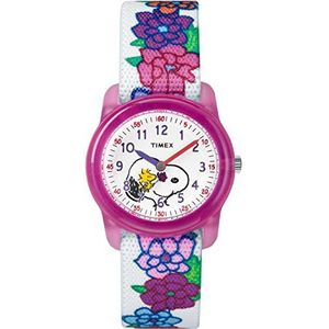Timex Girls TW2R41700 Time Machines x Peanuts: Snoopy & Flowers Elastic Fabric Strap Watch