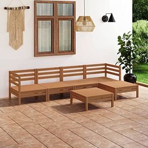 DIGBYS 6 Delige Tuin Lounge Set Massief Pinewood Honing Bruin