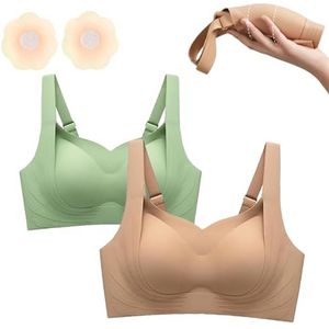 Draadloze Ondersteunende Liftbeha - Volledige Dekking, Naadloze Push-up(2pcs-set3,XX-Large)