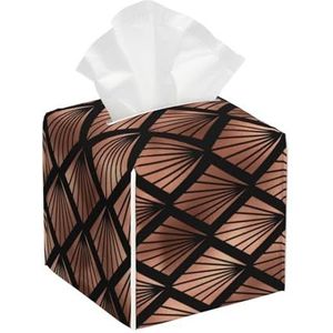 Rose Gold Art Deco Fans Op Zwart, Tissue Box Cover Tissue Box Houder Tissue Dispenser Tissue Houder