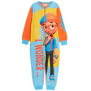 Blippi Kids Onesie Jongens Meisjes Fleece Pyjama All in One Bijpassende Unisex Zachte Warme PJ's Rits Loungewear, Meerkleurig, 3-4 Jaren