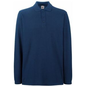 FRUIT OF THE LOOM Nieuwe Premium Polo met lange mouwen Elastaan Vorm Retentie Polo Shirts, marineblauw, L